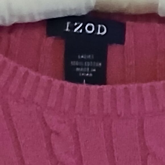 IZOD Women's Cable Knit Sweater Hot Pink Large - Picture 3 of 4